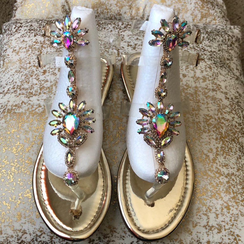Sparkly Crystal Sandals (size 8)